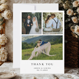 Modern Simple 4 Photo Wedding Thank You Card  Tack Kort