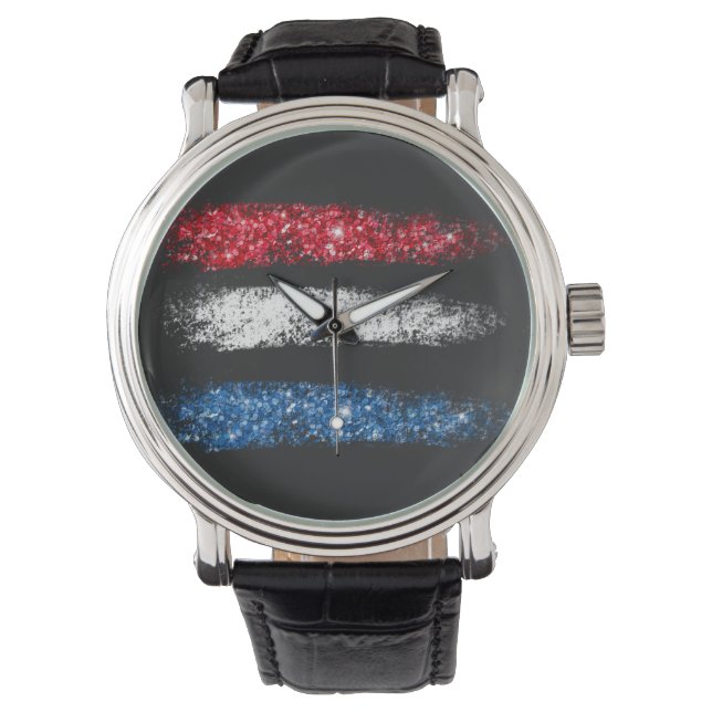 *~* Modern Simple Abstrakt American Flagga USA Armbandsur (Framsida)