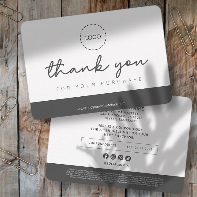 Modern Simple Anpassningsbar Business Logotyp Coup Tack Kort (Skapare uppladdad)