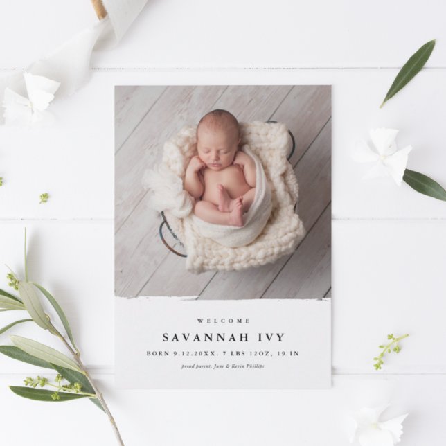 Modern Simple Baby Photo Birth Meddelande (Skapare uppladdad)