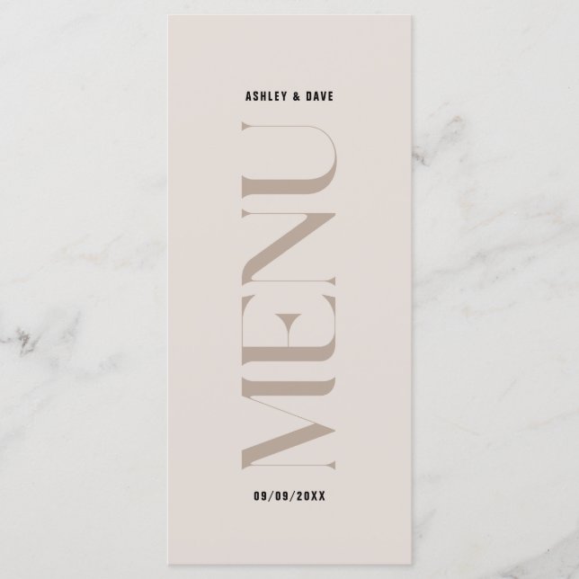 Modern Simple Beige Kant Bröllop Menu Meny (Framsida)