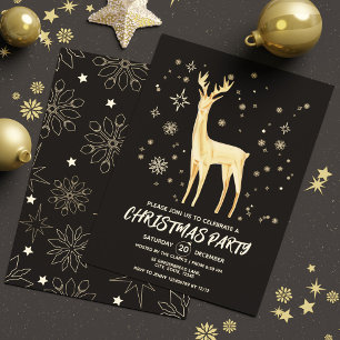 Modern Simple Black and Guld Elegant Hjort Inbjudningar