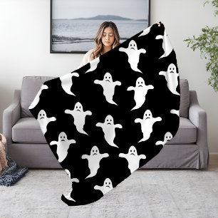 Modern Simple Black and White Spöken Halloween Fleecefilt