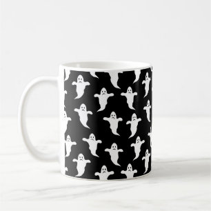 Modern Simple Black and White Spöken Halloween Kaffemugg
