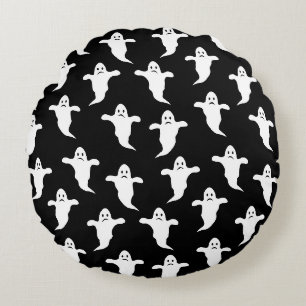 Modern Simple Black and White Spöken Halloween Rund Kudde