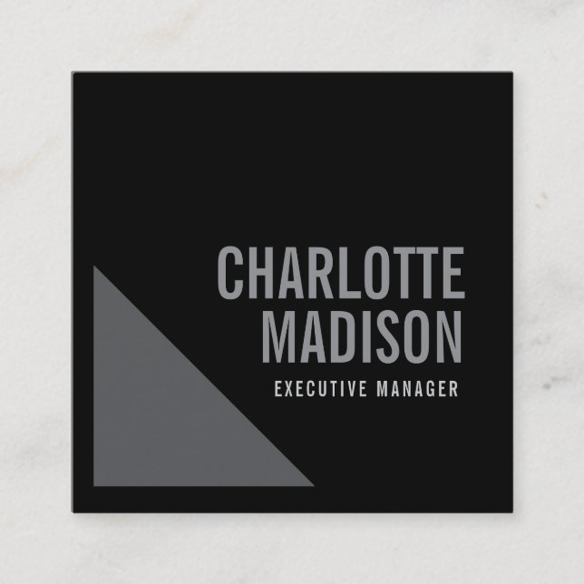 Modern Simple Black Grey Trendy Minimalist Plain  Fyrkantigt Visitkort (Framsida)