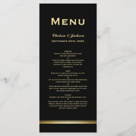Modern Simple Black Guld Bröllop Menu Meny