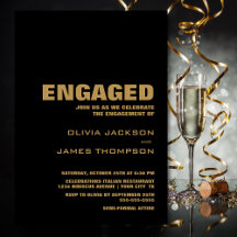 Modern Simple Black Guld Förlovningsfest