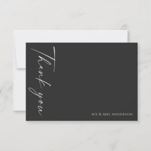 Modern Simple Black Ivory Bröllop Tack Kort