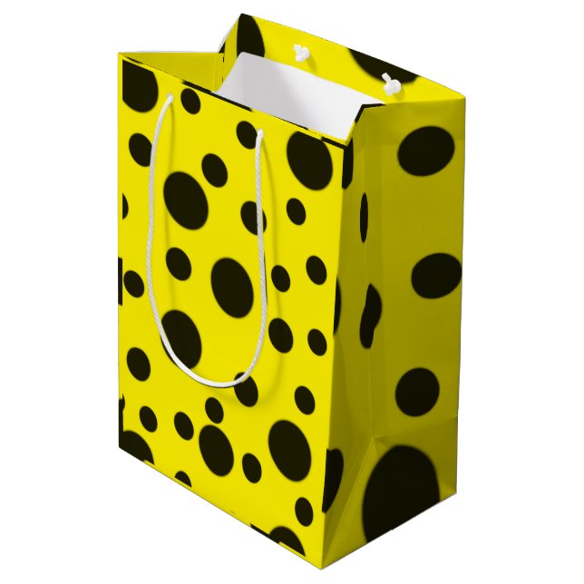 Modern Simple Black Polka-punkt gult mönster (Baksidan Vinklad)