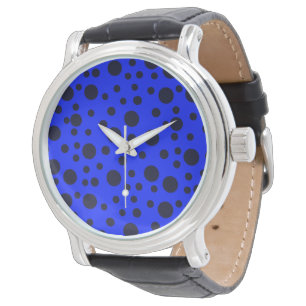Modern Simple Black Polka-punkt gult mönster Armbandsur