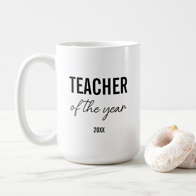 Modern Simple Black Script Personalized Teacher Kaffemugg (Med munk)