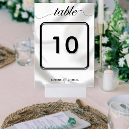 Modern Simple Black White Elegant Bröllop Bordsnummer