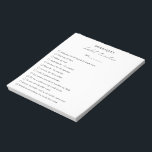 Modern Simple Black White Elegant Habit Tracker Anteckningsblock<br><div class="desc">Modern svart och vitt anteckningsblock med en enkel layout med " vana tracker " i en elegant och chic kalligrafi tillsammans med ditt namn,  en rad för datum och en personlig med checklista med de vanor du vill spåra.</div>