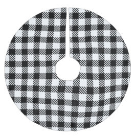 Modern Simple Black White Gingham Check Julgransmatta Borstad Polyester