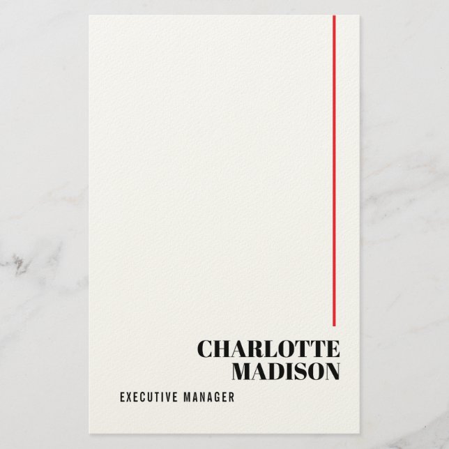 Modern Simple Black White Trendy Minimalist Plain  Brevpapper (Framsida)