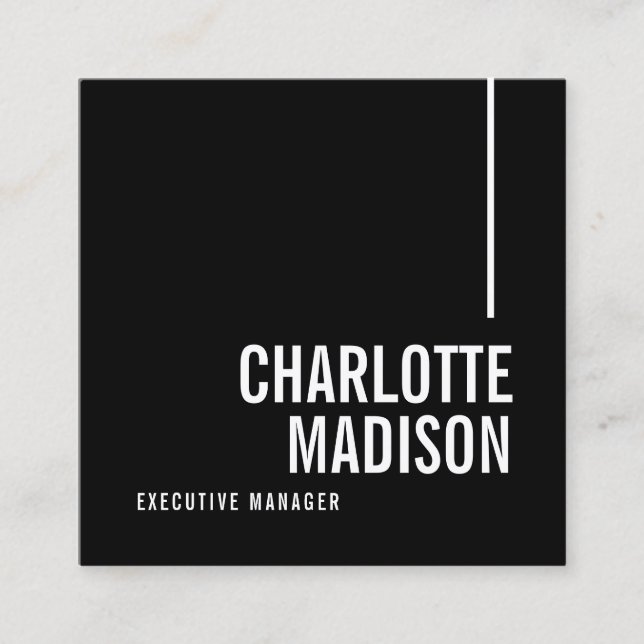 Modern Simple Black White Trendy Minimalist Plain  Fyrkantigt Visitkort (Framsida)