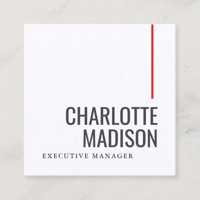 Modern Simple Black White Trendy Minimalist Plain  Fyrkantigt Visitkort (Framsida)