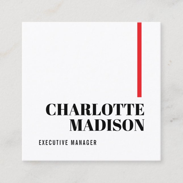 Modern Simple Black White Trendy Minimalist Plain  Fyrkantigt Visitkort (Framsida)