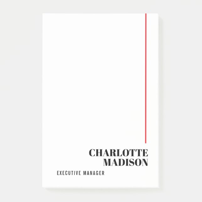 Modern Simple Black White Trendy Minimalist Plain  Post-it Block (Framsida)