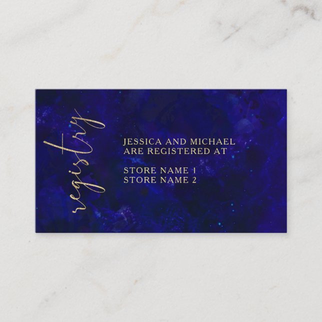 Modern Simple Blue Calligraphy Bröllop Registry Tilläggskort (Framsida)