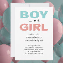 Modern Simple Blue Rosa Boy Gender Reveal