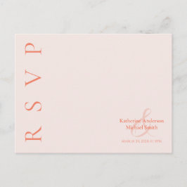 Modern Simple Blush-RSVP-Wedding- Vykort
