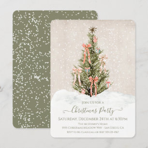 Modern Simple Boho Bow Julgran Party Inbjudningar