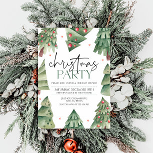 Modern Simple Boho Julgran Party Inbjudningar