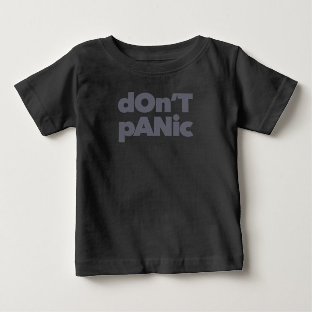 Modern, simple, bold cool graphic of Don't Panic T Shirt (Framsida)
