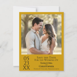 Modern Simple Bröllop spara datum Photo Marigold Magnetisk Inbjudningskort