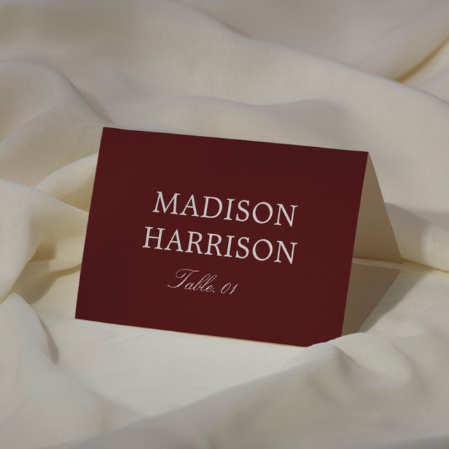 Modern Simple Burgundy Wedding Place Card DIY Inbjudningar (Skapare uppladdad)