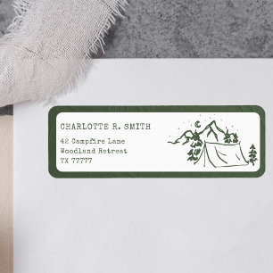 Modern Simple Camping Bachelorette Party Adress Returadress Etikett
