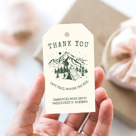 Modern Simple Camping Helg Bachelorette Party Presentetikett
