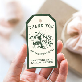 Modern Simple Camping Helg Bachelorette Party Presentetikett