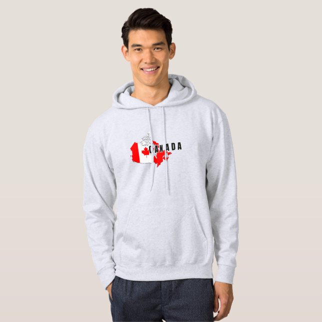 Modern Simple Canada Script karta Flagga Hoodie (Hel framsida)