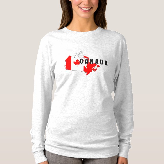 Modern Simple Canada Script karta Flagga T Shirt (Framsida)