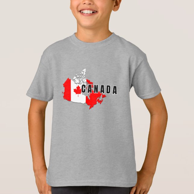 Modern Simple Canada Script karta Flagga T Shirt (Framsida)