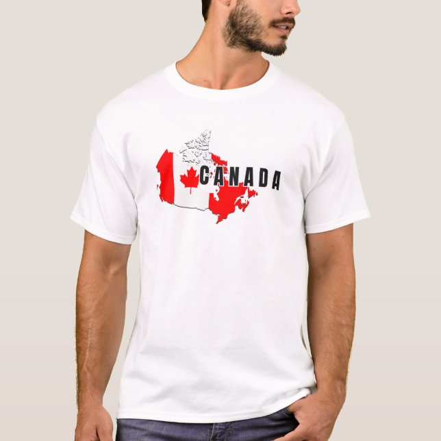 Modern Simple Canada Script karta Flagga T Shirt (Framsida)