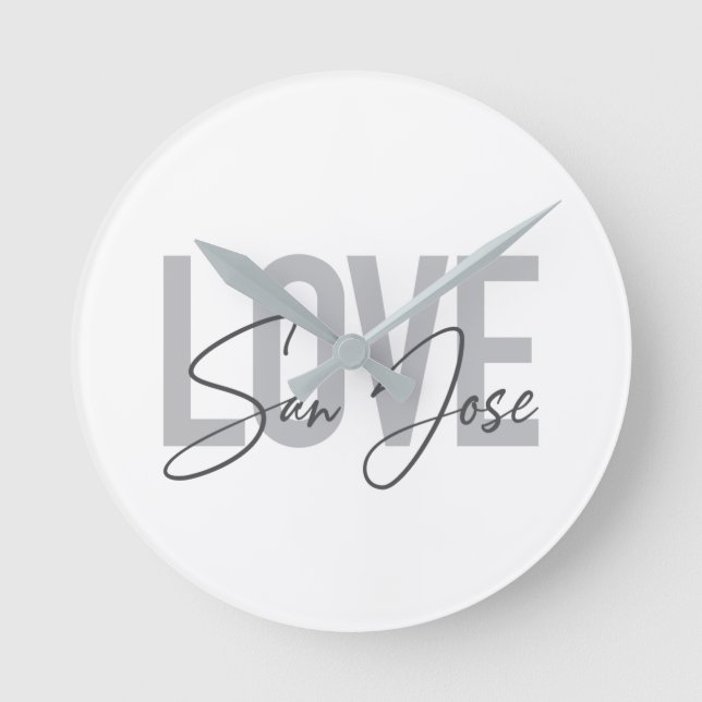 Modern, simple, chic, cool design Love San Jose Rund Klocka (Framsida)