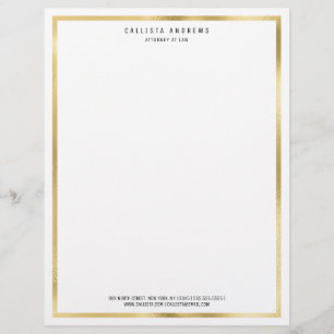 Modern Simple Chic Guld White Gräns Lawyer Brevhuvud