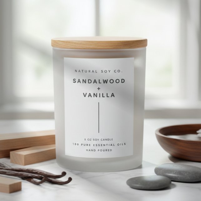 Modern Simple Clean Minimalist White Candle Label Mat Etikett (Modern Simple Clean Minimalist White Candle Label )