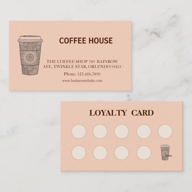 Modern simple coffee Shop Loyalty Card Visitkort (Fram/baksida)