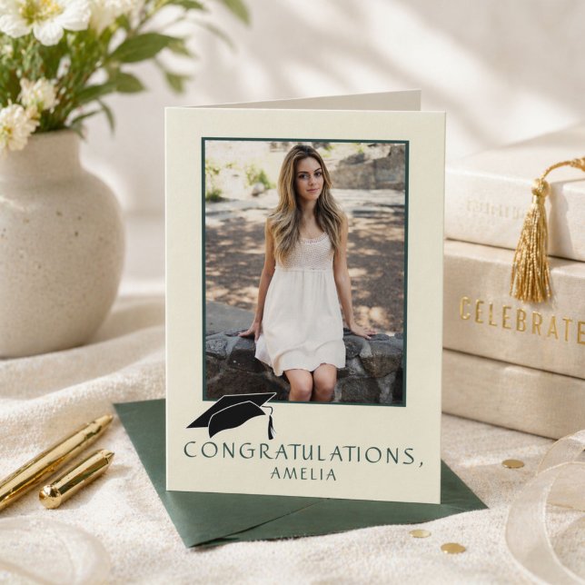 Modern Simple Congratulations Graduation Photo Kort (Skapare uppladdad)