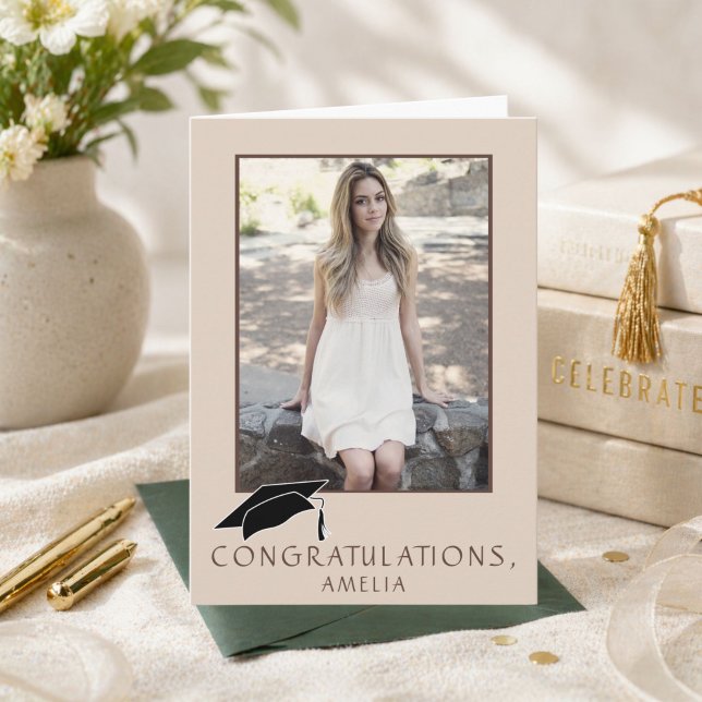 Modern Simple Congratulations Graduation Photo Kort (Skapare uppladdad)