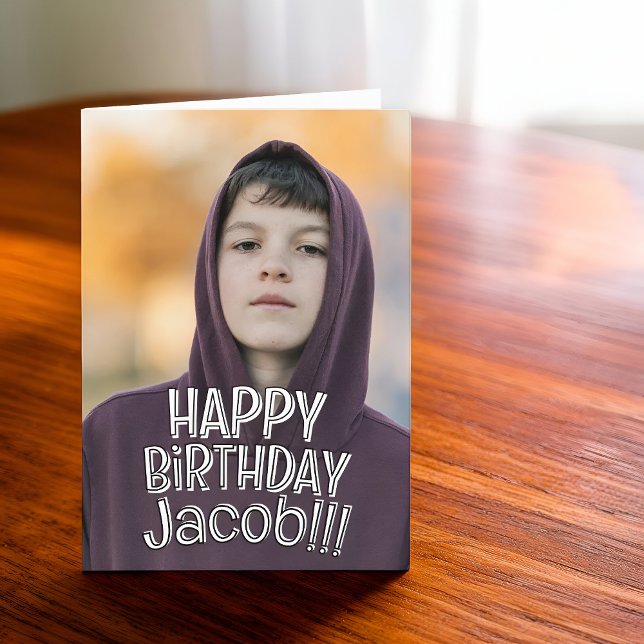 Modern Simple Cool Custom Photo Birthday Greeting Kort (Skapare uppladdad)
