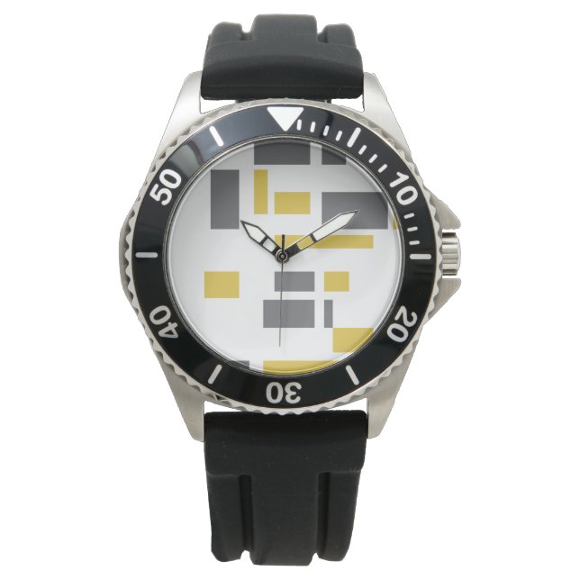 Modern, simple, cool geometric yellow gray pattern armbandsur (Framsida)