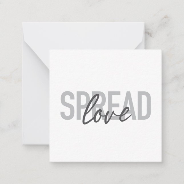 Modern, simple, cool typography of Spread Love Anteckningskort (Framsida)