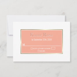 Modern Simple Coral Guld Ram Bröllop OSA Kort
