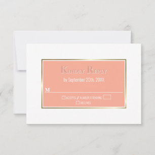 Modern Simple Coral Guld Ram Bröllop OSA Kort